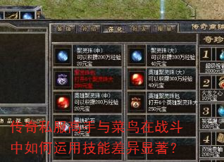 传奇私服高手与菜鸟在战斗中如何运用技能差异显著? 传奇私服高手与菜鸟在战斗中如何运用技能差异显著?