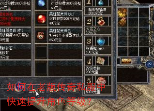 如何在老版传奇私服中快速提升角色等级? 如何在老版传奇私服中快速提升角色等级?