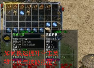 如何快速提升合击英雄等级与技能搭配? 如何快速提升合击英雄等级与技能搭配?
